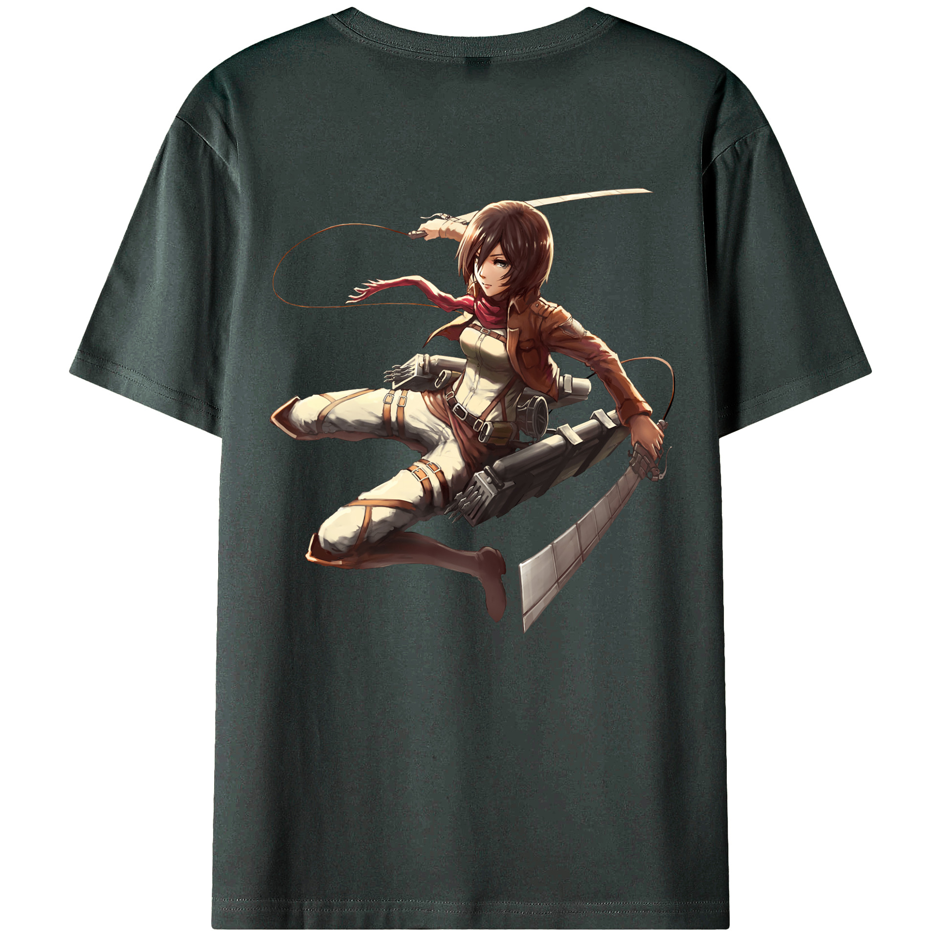 （画像用） 進撃の巨人 ミカサ·アッカーマン Attack on Titan Mikasa Ackerman 綿100％ メンズ半袖Tシャツ（バックプリント） 通気性